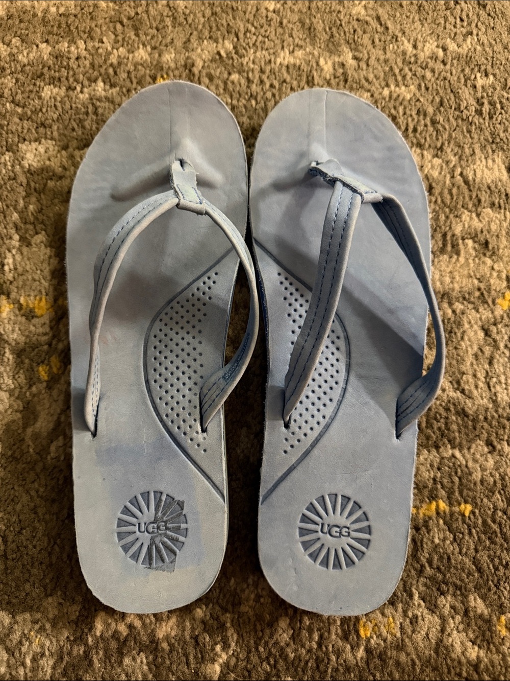 UGG Light Blue Suede Thong Sandals